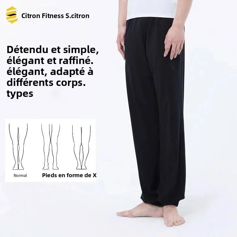 S.lemon Adult Dance Gym Pants/Leggings Black Casual Loose-Fit Training Modern Dance Aerobics Pants for Adult Men for Man