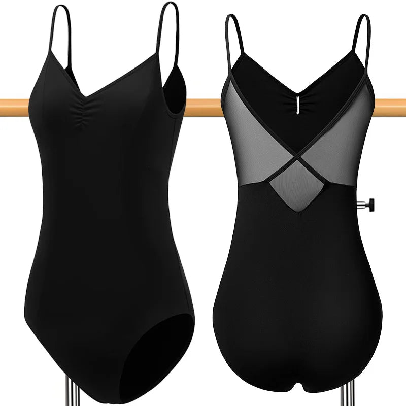 Women Sleeveless Camisole Ballet Dance Leotards for adult Gymnastics Tank Tops with V-Neck Drawstring and Soft Lining Dancewears