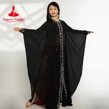 BellyDance Performance Robe Women Senior AB Stones Loose Hooded Waiting Suit Adult Oriental Belly Dancing Competition Outfit