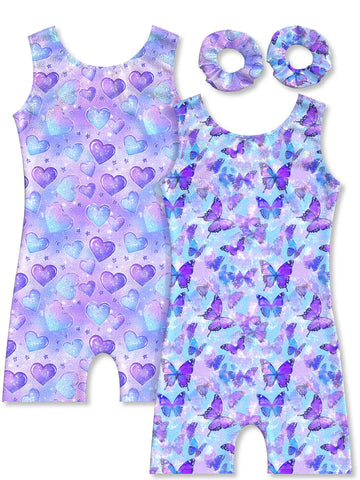 Girls Gymnastics  Leotard   Shiny  Gradient  Ballet  Leotards Performances Suits  Tumbling  Athletic Outfits for Kids
