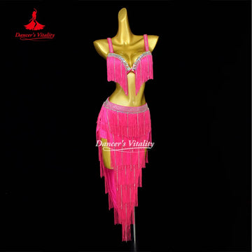 Belly Dance Performance Outfit Senior AB Stones Bra+Sexy Tassel Split Skirt 2pcs Oriental Belly Dancing Competition Clothing