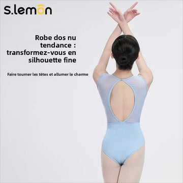 S.lemon Lace Ballet Leotards Girl Mock Neck Sleeveless Cut Out Gymnastics Dance Dancewear for Kids Adult Dancing Women