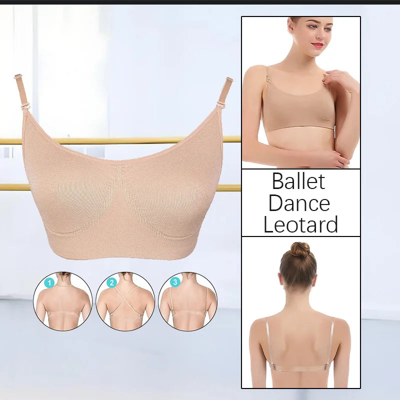 Nude Underwear Camisole Ballet Briefs Bras Dance Leotard for Women's and Girls Dance Gymnastics Convertible Tight Bodysuits