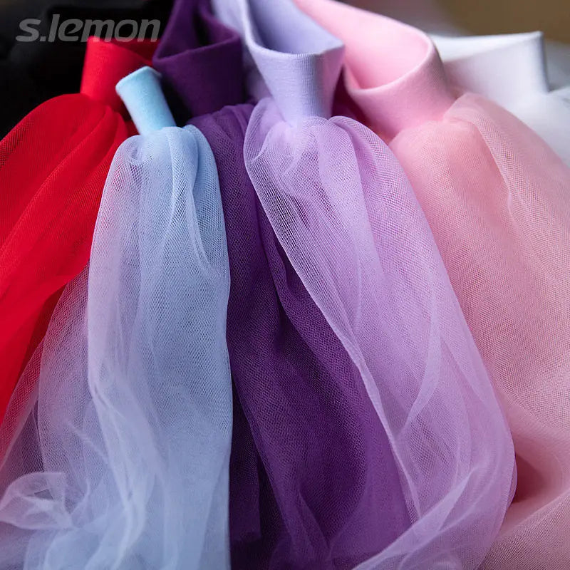 Girls Ballet Skirt Tulle Half Skirt Kids Cute Puffy Princess Dance Skirt Performance Practice Versatile Wear