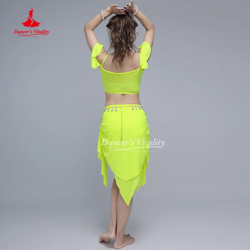 Belly Dancing Costume Women's Comfortable Breathable Mesh Set Oriental Dance Team Sexy and Fashionable Performance Clothing Suit