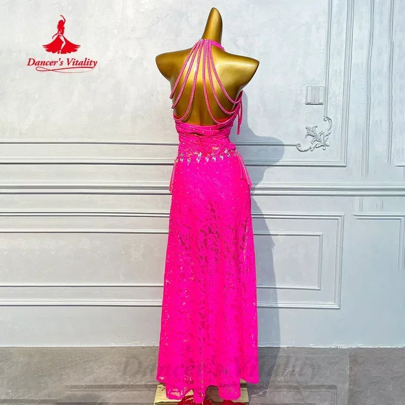 Belly Dancing Costume for Women's Customized Sexy Lace AB Stones Tassel Performance Outfit Oriental Dance Competition Clothing