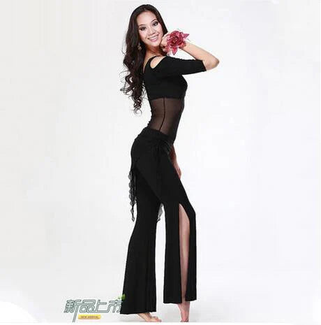 Hot Sale  New Haft-sleeved  V-neck belly dance set  Milk Silk Belly Dance Costumes women for dancer's clothing Top&Pants
