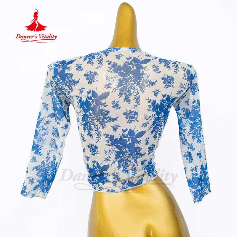 Belly Dance Practice Clothing for Women's Comfortable Breathable Mesh Practice Top Oriental Dance Training Tops