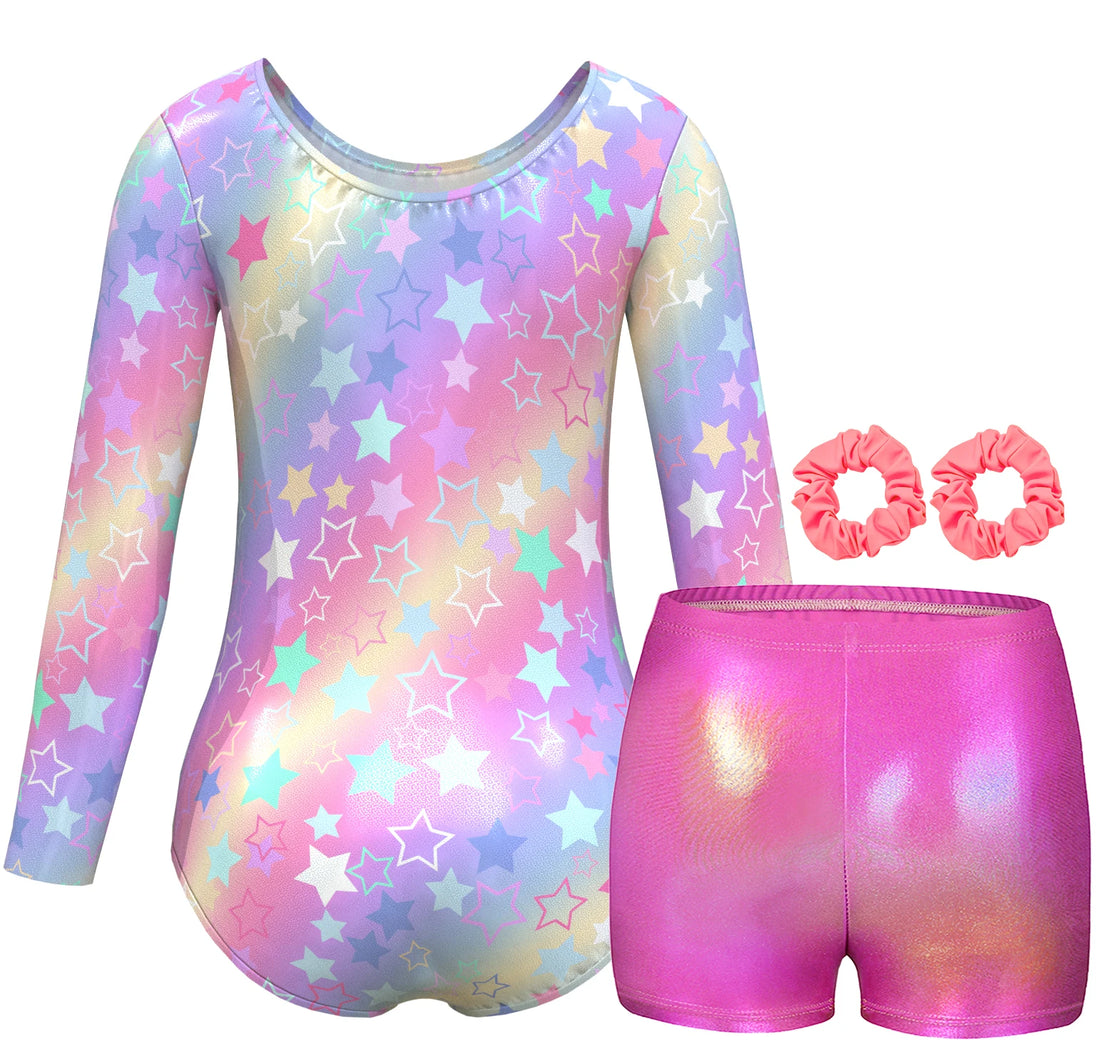 Gymnastics Leotard for Girls Long Sleeve Biketard Athletic Gymnastics Unitard Tumbling Activewear for Kids