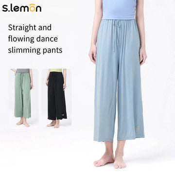 SLemon Adult Women Modal Dance Pants High Elastic Drawstring Wide Leg Modern Dance Gymnastics Yoga Practice Trousers