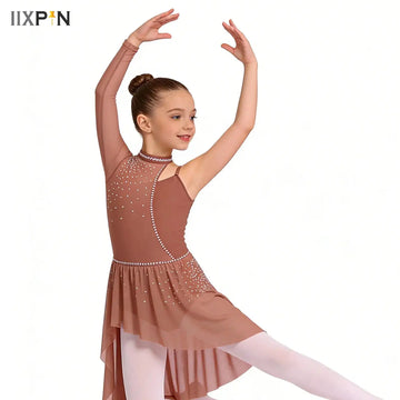 Figure Ice Skating Ballet Dress for Big Girls Stage Lyrical Dance Competition Costume Tutu Skirted Gymnastics Leotards Dancewear