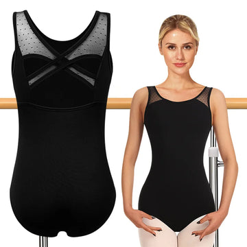 Women's Sleeveless Camisole Ballet Dance Leotard for adult Gymnastics Tank Tops with Crisscross Back and Lining Dance Leotards