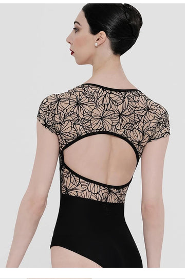 Adult Cotton Lace Short Sleeve Ballet Leotard Sexy Gymnastics Costume Professional Dancewear for Women