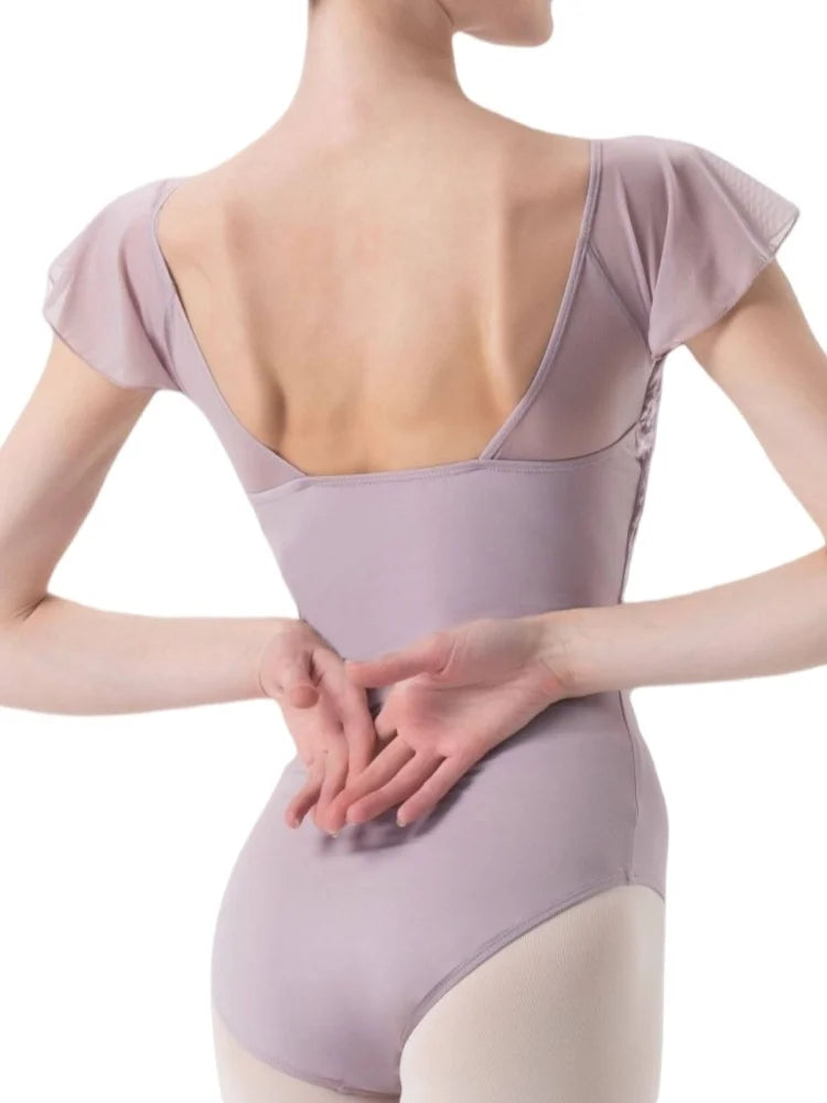 Adult Velvet Ballet Leotard with Short Cap Sleeves – Princess Line Dance Bodysuit for Women Gymnastics & Barre Workout