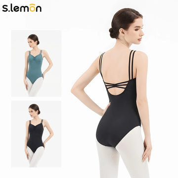S.lemon Adult Ballet Dance Leotard Girls Spaghetti Strap One-piece Outfit for Chinese Dance Gymnastics & Yoga Figure Training