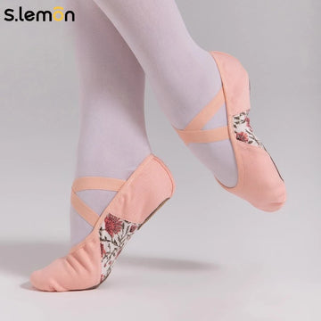 S.lemon Ballet Shoe,Girls Elastic Ballet Slippers Stretch Canvas Ballerina Dance Shoes for Kids Adult dancing women