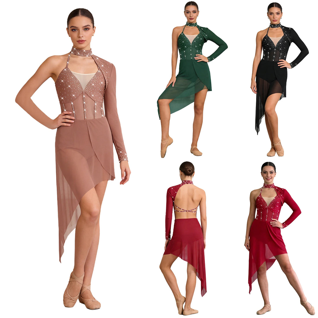 Women Acrobatics Gymnastics Dancewear Figure Skating Ballet Lyrical Dance Performance Costume Contemporary Classical Dance Dress
