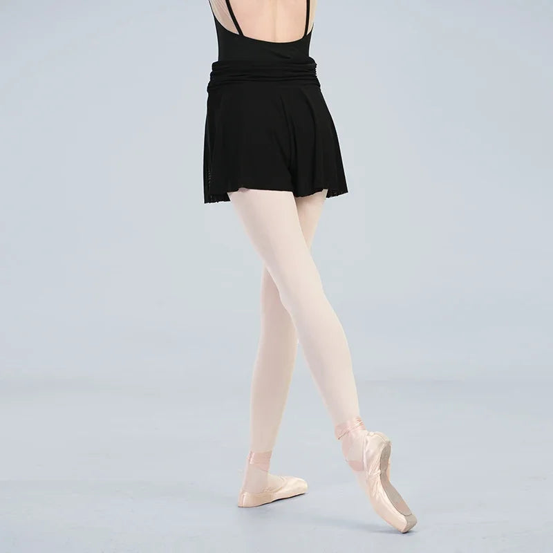 Ballet Shorts For Women High Waist Double Layer Yoga Skirted Short Pants Girls Skate Gymnastic Soft Mesh Dance Culottes