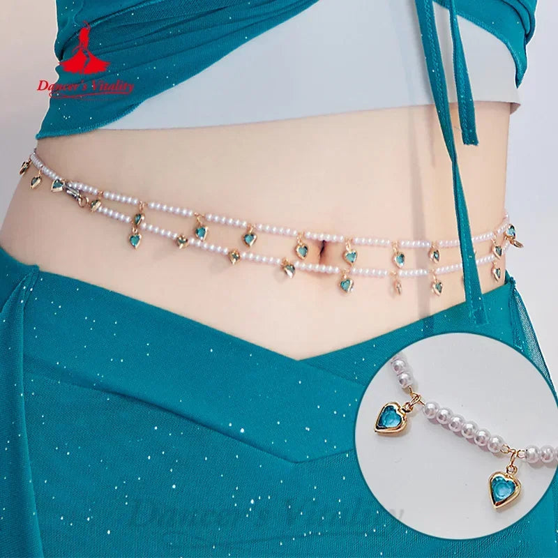 Belly Dance Performance Accessories for Women's Customized Exquisite Pearl Belt Girl's Oriental Belly Dancing Waist Chain
