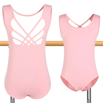 Girls Sleeveless Camisole Ballet Dance Leotards for girl Gymnastic Dance Tank Tops with Crisscross Back Straps and Soft Lining