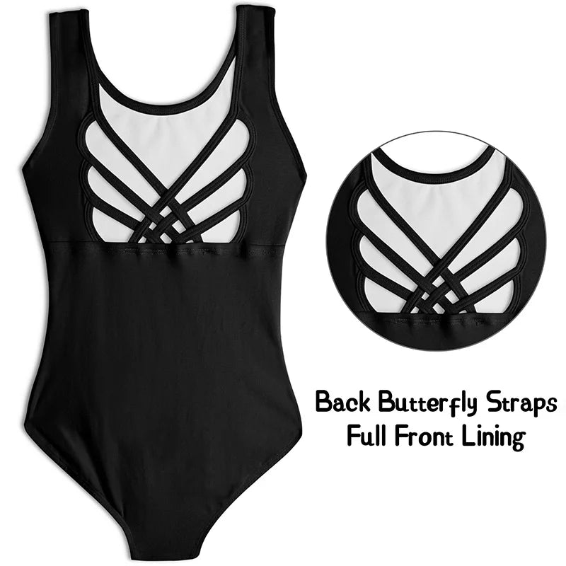 Women Sleeveless Camisole Ballet Dance Leotards for adult Gymnastics Dance Tank Tops with Crisscross Back Straps and Soft Lining