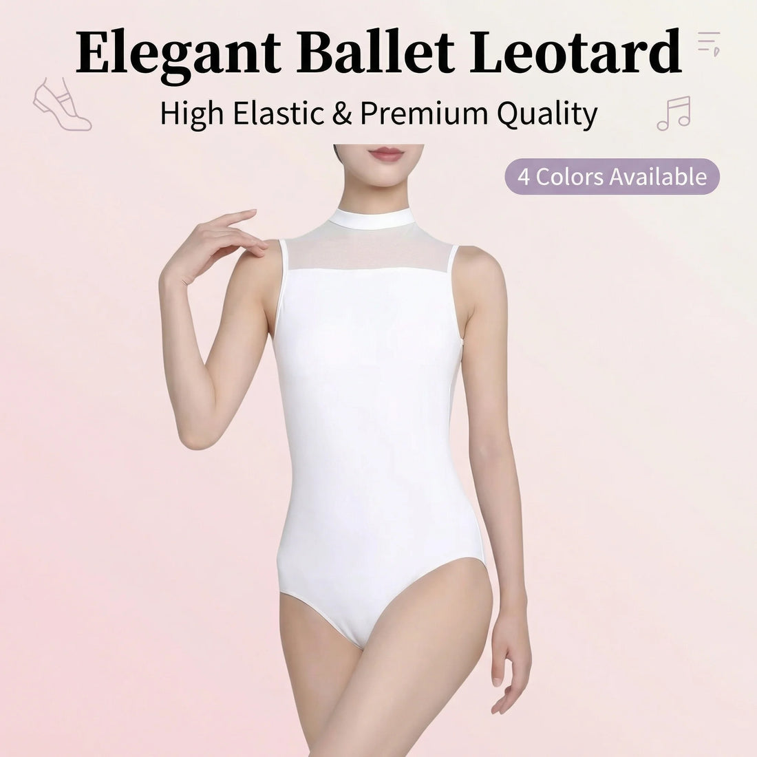Ballet Leotard,Adult Sleeveless High Neck Mesh Dance Leotard for Women