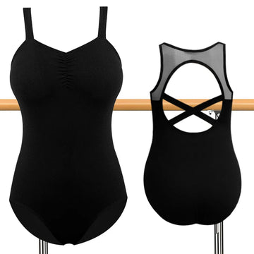 Women Sleeveless Camisole Ballet Dance Leotard for adult & girl Gymnastics Tank Tops with Crisscross Hollow Back Dance Leotards
