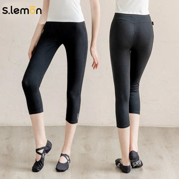 S.lemon Adult Dance Pants Practice Pants High-Waisted Black Shaping Pants, Loose-Fit Modern Dance Leggings for Adult Women Girls