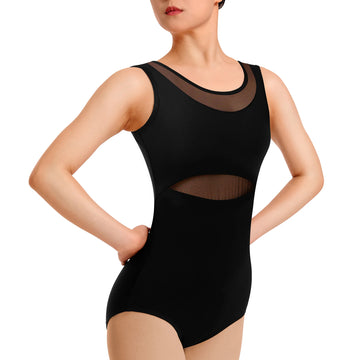 Dance Leotard for Women Ballet Tank Leotard Mesh Hollow Back Gymnastics Dancewear Chest Padded Lining
