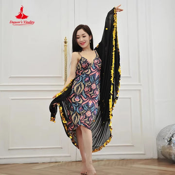 New Belly Dance Performance Scarf Gold Shining Chiffon Shawl Scarf Adult Women Oriental Dance Accessories Veil 250cm * 150cm