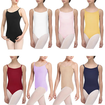 Women's Camisole Ballet Dance Leotards Adult Dance Bodysuit  Detachable Adjustable Elastic&Clear Straps