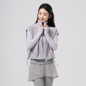 Women Fleece Sports Dance Vest Adult Autumn Ballet Warm Ballet Coats Sweatshirts Thermal Casual Turtleneck Tops