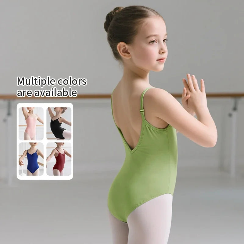 Girls Ballet Leotards Classic Camisole Dance Leotard Ballet Bodysuit Kids Sleeveless V Back Gymnastic Leotard Swimwear