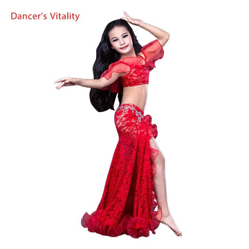 Girls Belly Dancing Clothes Customized High end Sexy Lace Professional Performance Clothing Set Kids Belly Dance Costumes