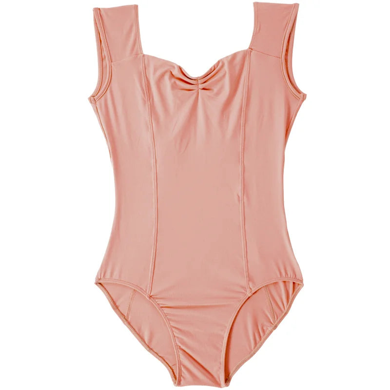 Ballet Leotard Women, DansMineral Cooling Wide Strap V-Neck Ruched Dance Bodysuit for Adult Dancers