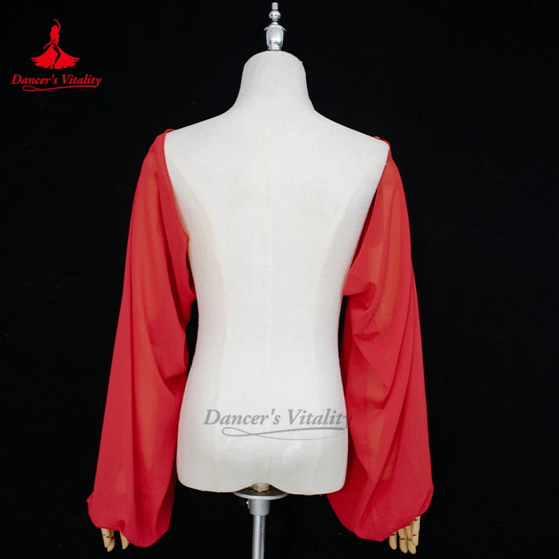 Belly Dance Performance Sleeves for Women's Senior AB Stones Chiffon Sleeves Adult Oriental Dancing Competition Accessories