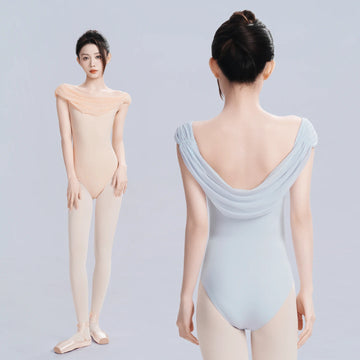 New Women Ballet Leotards Adult Flared Front Full Ballet Bodysuit Adult Gymnastics Ballerina Short Sleeves Leotards Swimwear