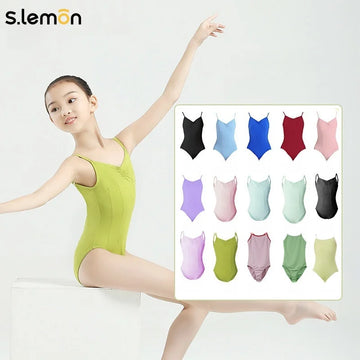 S.lemon Girls 7-Color Ballet Leotard High-Cut Dance Bodysuit for Gymnastics Performance Exam Training