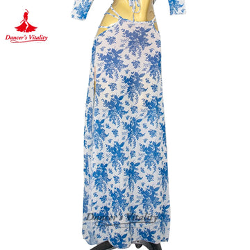 New Belly Dance Performance Skirt for Women's Senior Printed Mesh Long Skirt  Adult Oriental Dance Practice Clothing