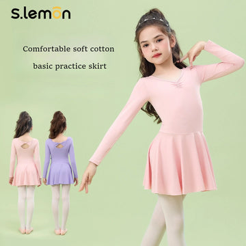 Girls Ballet Leotard Tutu Dress – Long Sleeve Dance Outfit for Chinese Dance, Exam & Practice