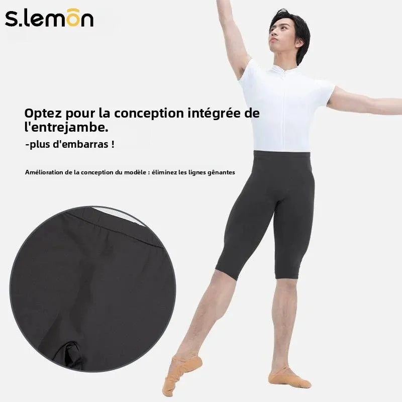 S.lemon Men Dance Shorts,Tight Pants/Leggings Adult Stretchy Quick Dry Gym Fitness Pants for Gymnastics Ballet Dancewear