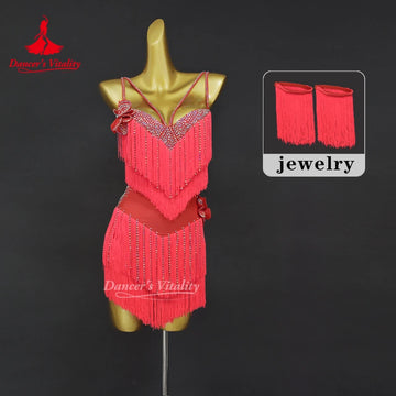 Latin Dance Dresses Women's Customized Senior AB Stones Sexy Backless Dress Tango Samba Rumba Professional Performance Costumes