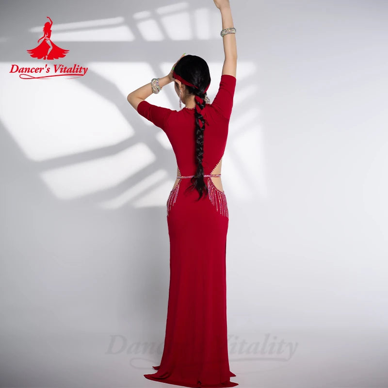 Belly Dance Costume Suit Women's Customized Senior AB Stones Tassel Dress Oriental Dance Professional Performance Clothing