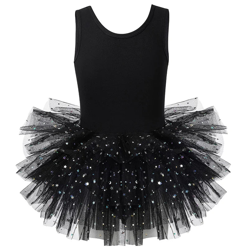 Girls Tutu Dance Tank Top Dress Ballet Dance Leotard for kids Dance  Practice with Glitter Sequin Design and Crotch Snap Skirt