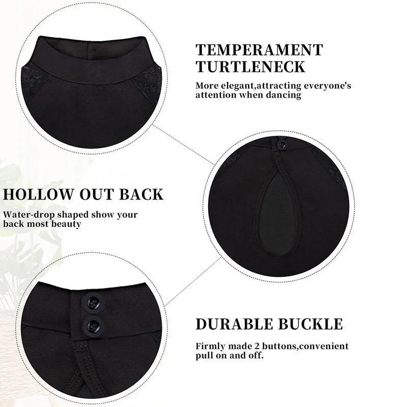 Women's Turtleneck Sleeveless Ballet Dance Leotards for adult and kid Gymnastics Tank Tops with Water-drop Hollow Back Bodysuits