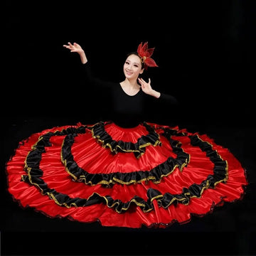 New Lady Latin Dance Red Skirt Female Pasodoble Spanish Bullfighting Dance Skirt Performance Competition Female Dancing Wear