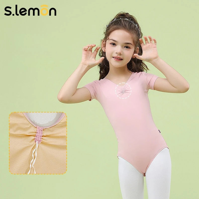 2026 Kids Ballet Leotard Short Sleeve – Spandex Dance Bodysuit for Girls Chinese Dance Exam & Recital