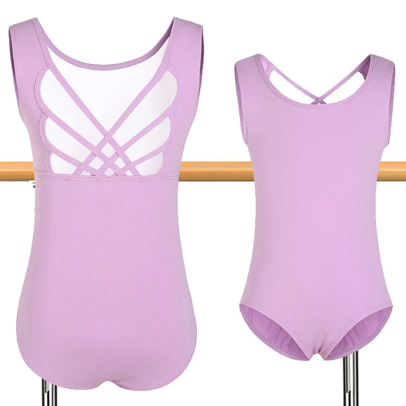Girls Sleeveless Camisole Ballet Dance Leotards for girl Gymnastic Dance Tank Tops with Crisscross Back Straps and Soft Lining