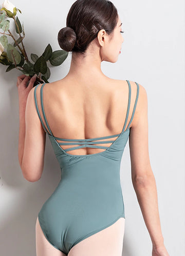 Women's Adjustable Sling Ballet Dance Leotard Elegant Gymnastics Bodysuit Adult Training Clothes Double Costume for Practice