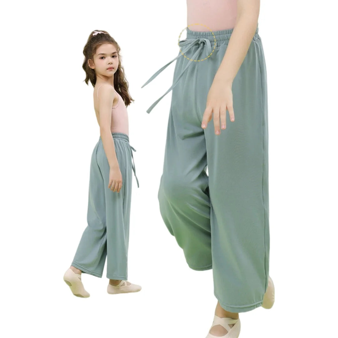 Girls Modal Pants 3/4 Length Wide Leg Trousers Soft Breathable Casual Lounge Pants for Spring Summer Toddler to Big Kids Sizes